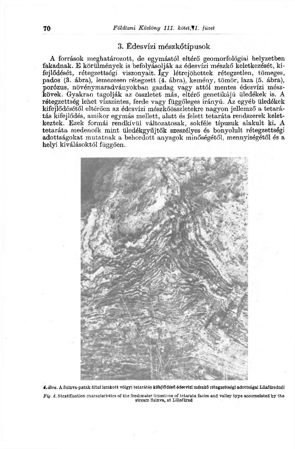 ábra), kemény, tömör, laza (5. ábra), porózus, növénymaradványokban gazdag vagy attól mentes édesvízi mészkövek. Gyakran tagolják az összletet más, eltérő genetikájú üledékek is.