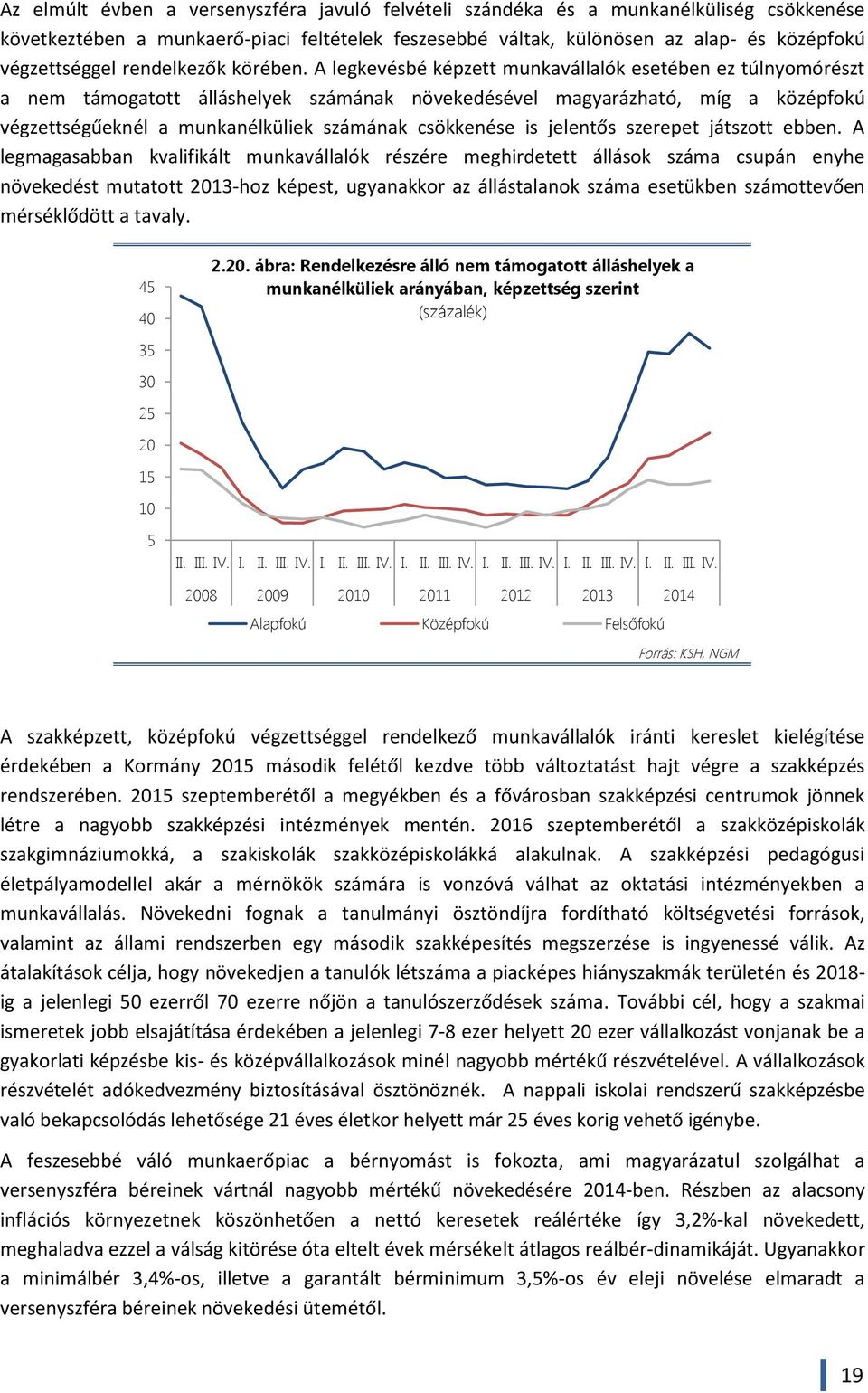 A legkevésbé képzett munkavállalók esetében ez túlnyomórészt a nem támogatott álláshelyek számának növekedésével magyarázható, míg a középfokú végzettségűeknél a munkanélküliek számának csökkenése is