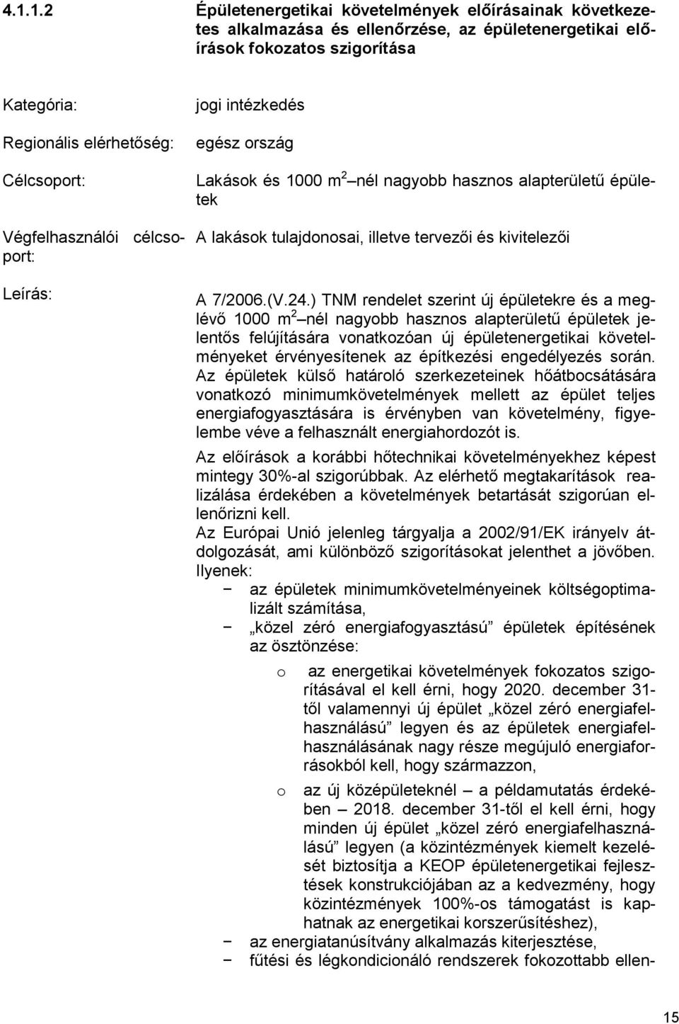 ) TNM rendelet szerint új épületekre és a meglévő 1000 m 2 nél nagyobb hasznos alapterületű épületek jelentős felújítására vonatkozóan új épületenergetikai követelményeket érvényesítenek az