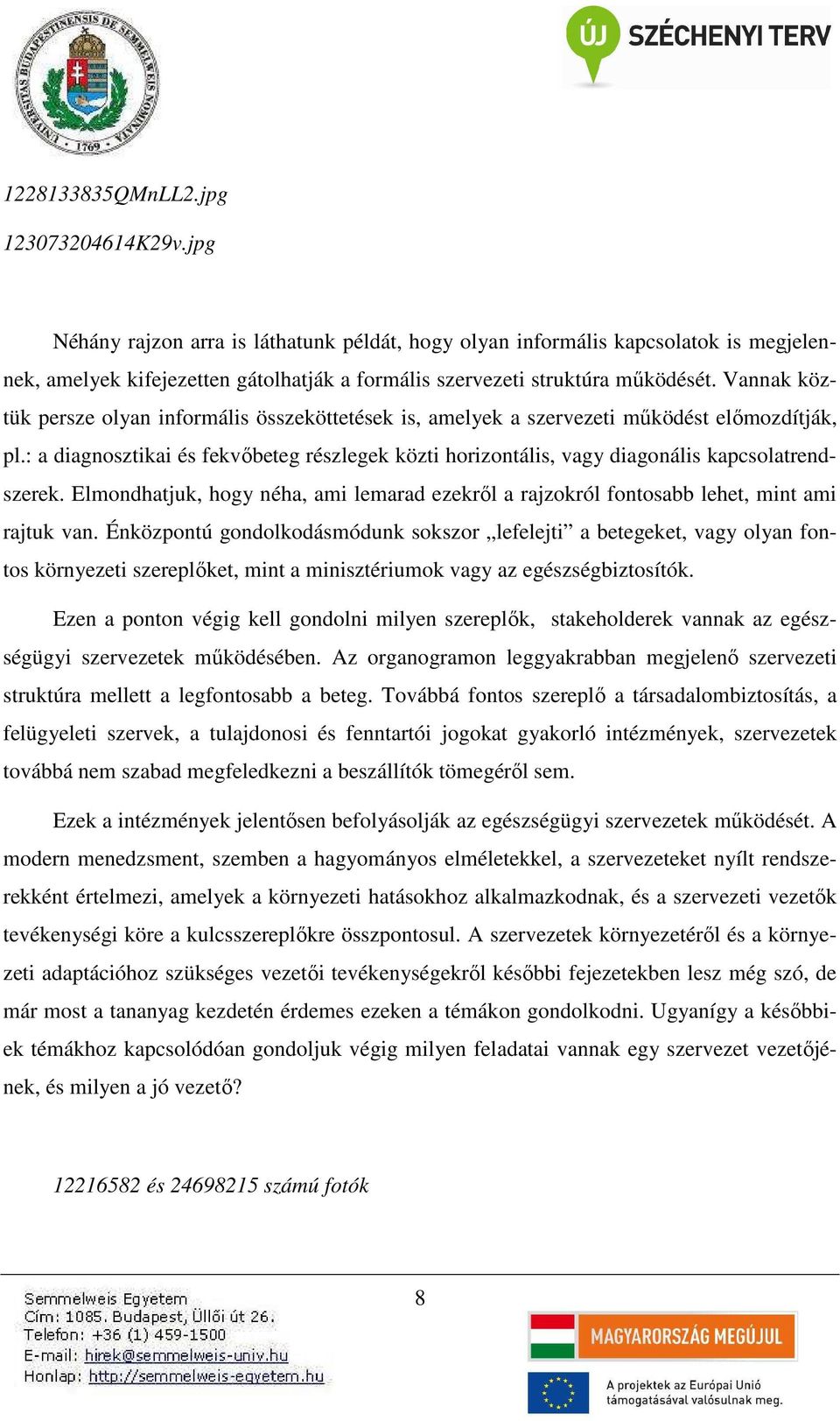 Vannak köztük persze olyan informális összeköttetések is, amelyek a szervezeti működést előmozdítják, pl.