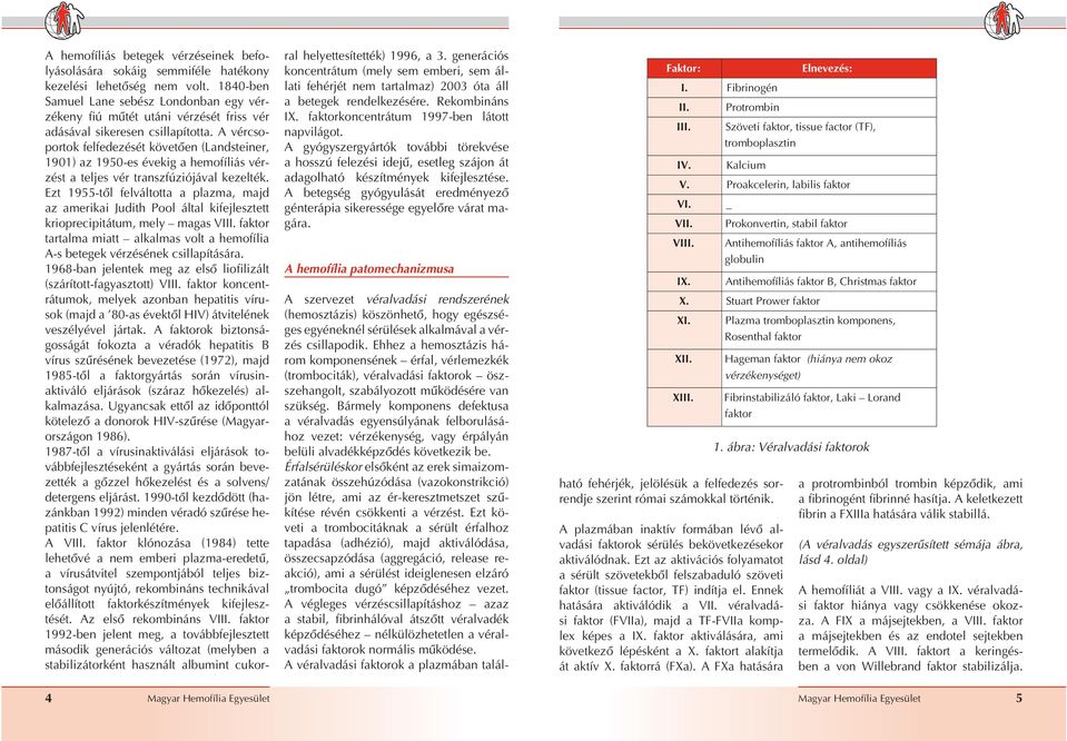 A vércsoportok felfedezését követôen (Landsteiner, 1901) az 1950-es évekig a hemofíliás vérzést a teljes vér transzfúziójával kezelték.