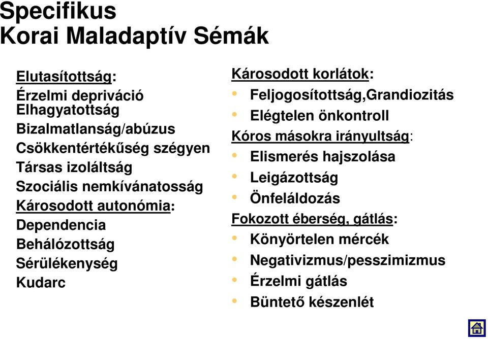 Károsodott korlátok: Feljogosítottság,Grandiozitás Elégtelen önkontroll Kóros másokra irányultság: Elismerés hajszolása