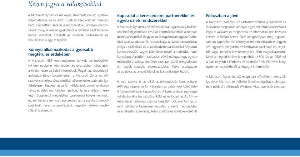 Emellett az üzletvitel változásaival és bővülésével is együtt fejlődik. Könnyű alkalmazkodás a gyorsabb megtérülés érdekében A Microsoft.