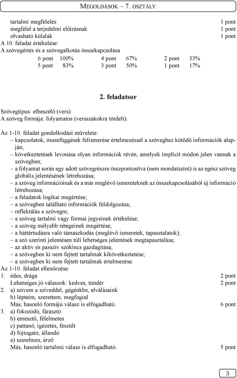 A szöveg formája: folyamatos (versszakokra tördelt). Az 1-10.