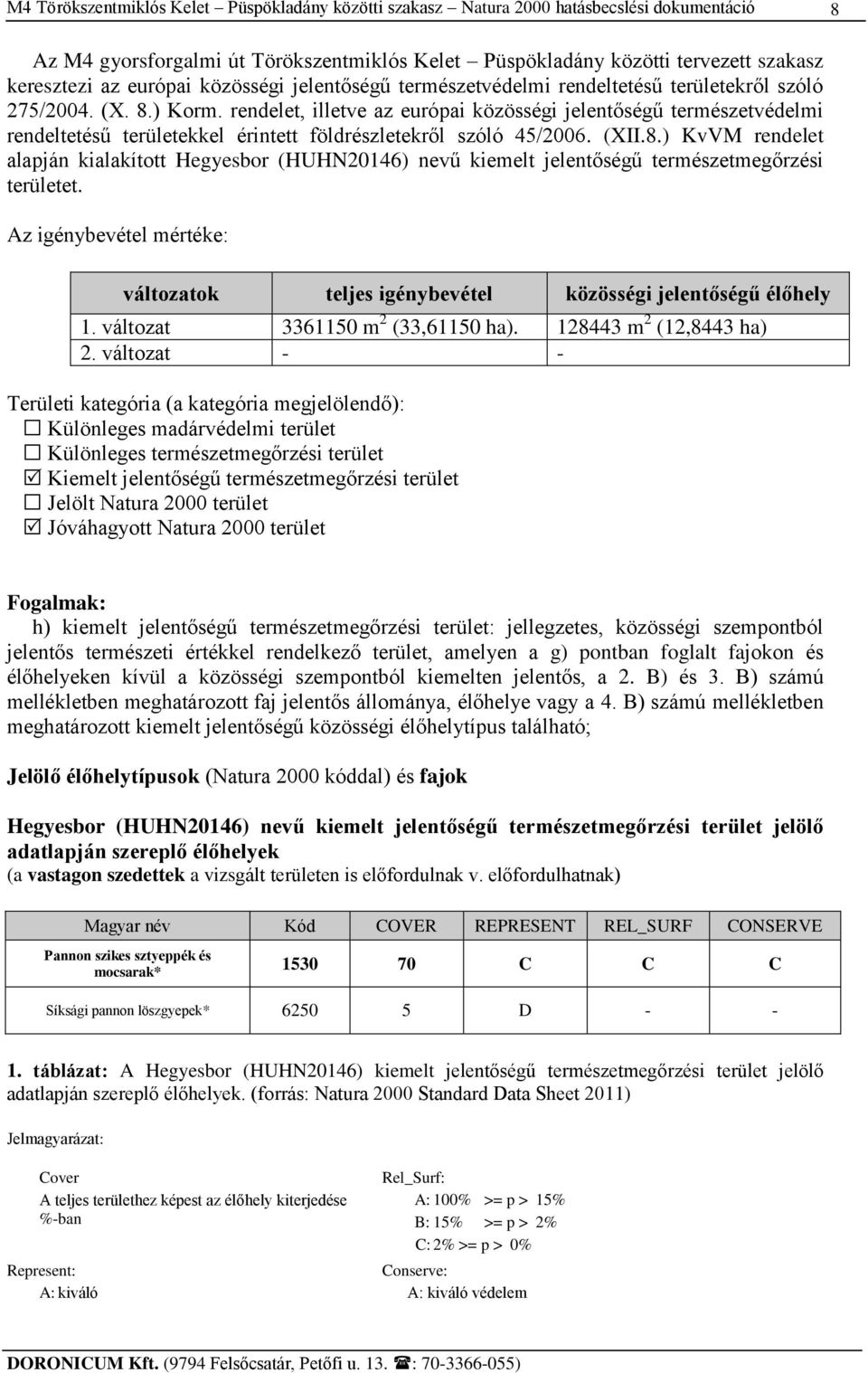 ) KvVM rendelet alapján kialakított Hegyesbor (HUHN20146) nevű kiemelt jelentőségű természetmegőrzési területet.