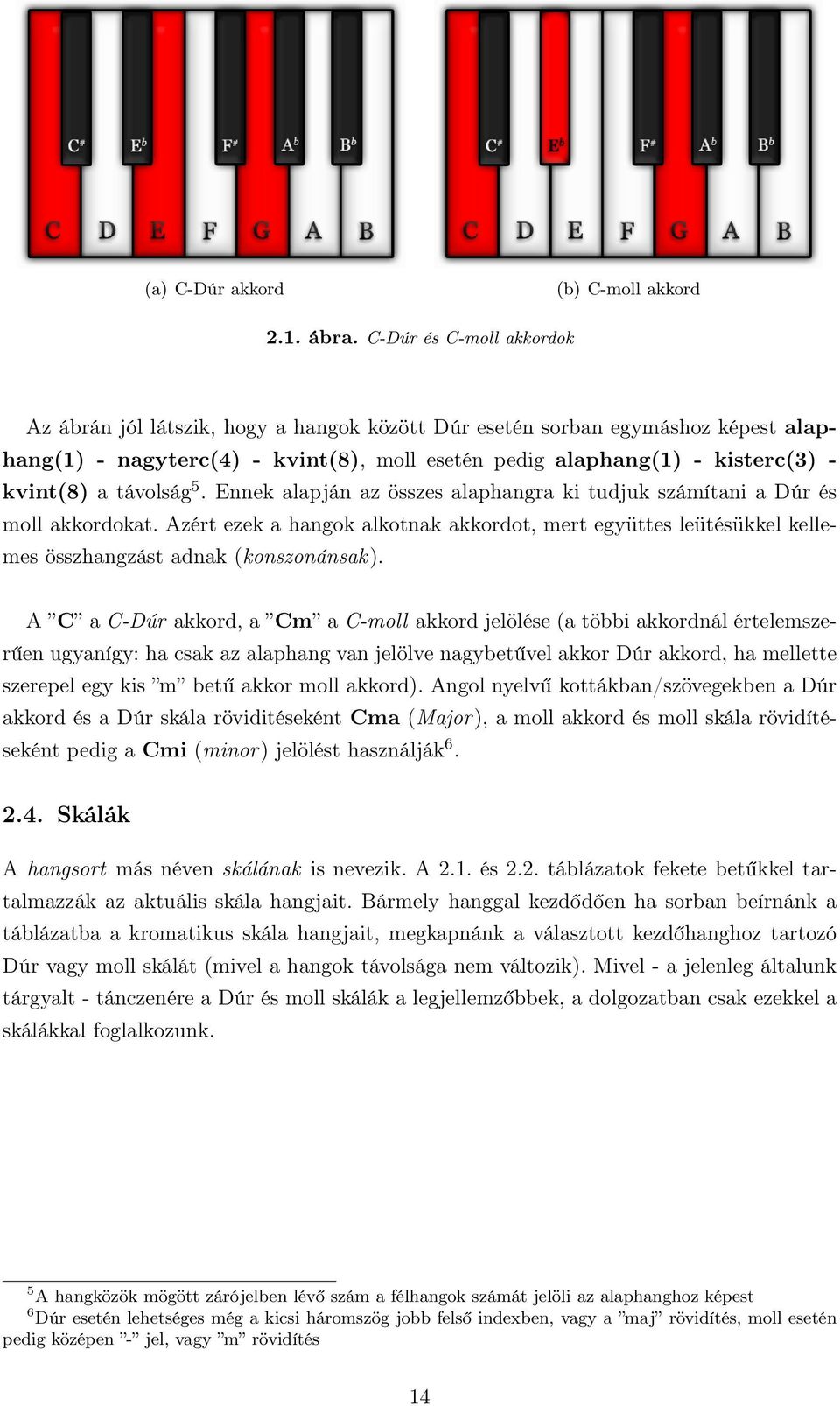távolság 5. Ennek alapján az összes alaphangra ki tudjuk számítani a Dúr és moll akkordokat.