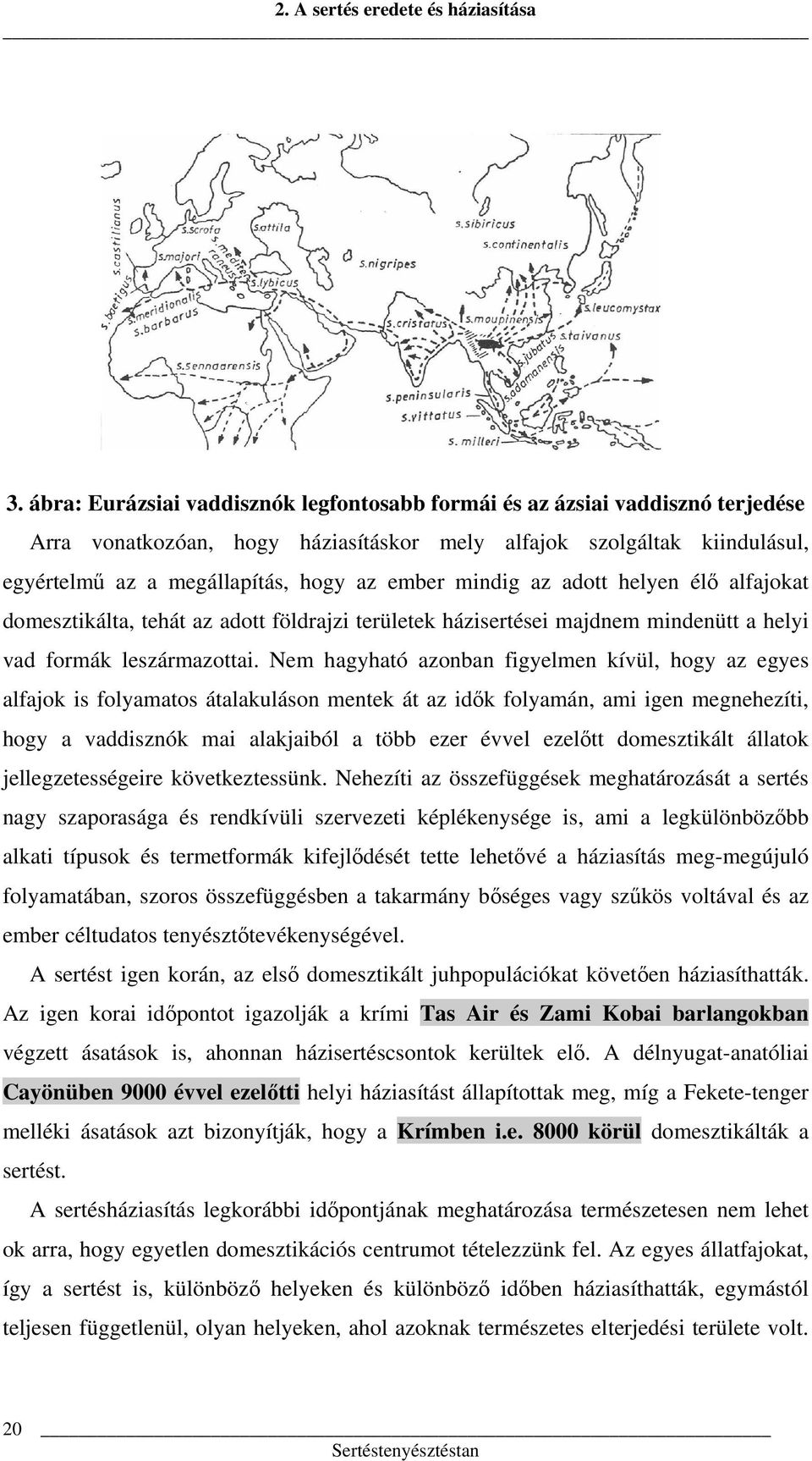 mindig az adott helyen élő alfajokat domesztikálta, tehát az adott földrajzi területek házisertései majdnem mindenütt a helyi vad formák leszármazottai.