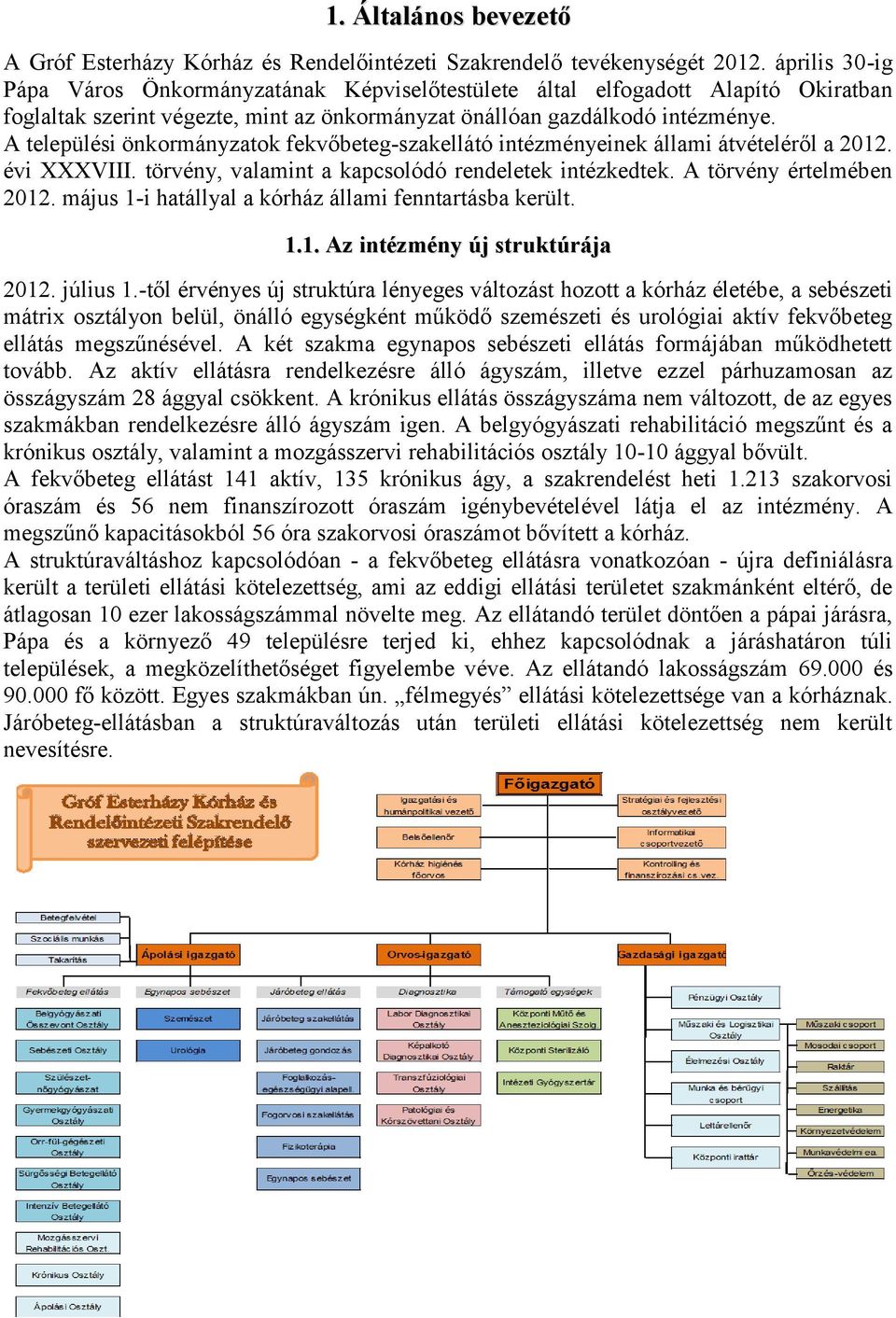 A települési önkormányzatok fekvőbeteg-szakellátó intézményeinek állami átvételéről a 2012. évi XXXVIII. törvény, valamint a kapcsolódó rendeletek intézkedtek. A törvény értelmében 2012.