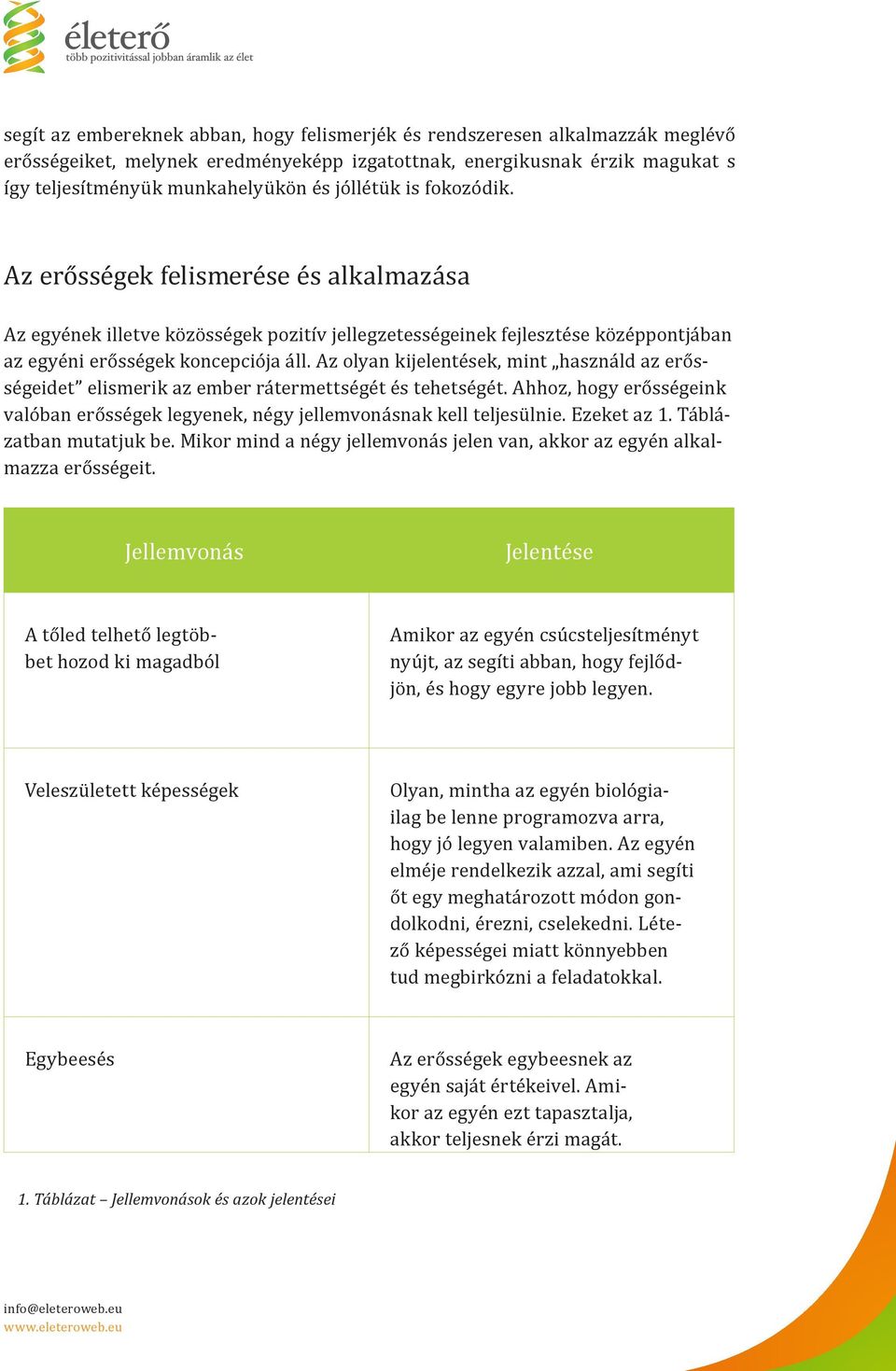 Az olyan kijelentések, mint használd az erősségeidet elismerik az ember rátermettségét és tehetségét. Ahhoz, hogy erősségeink valóban erősségek legyenek, négy jellemvonásnak kell teljesülnie.