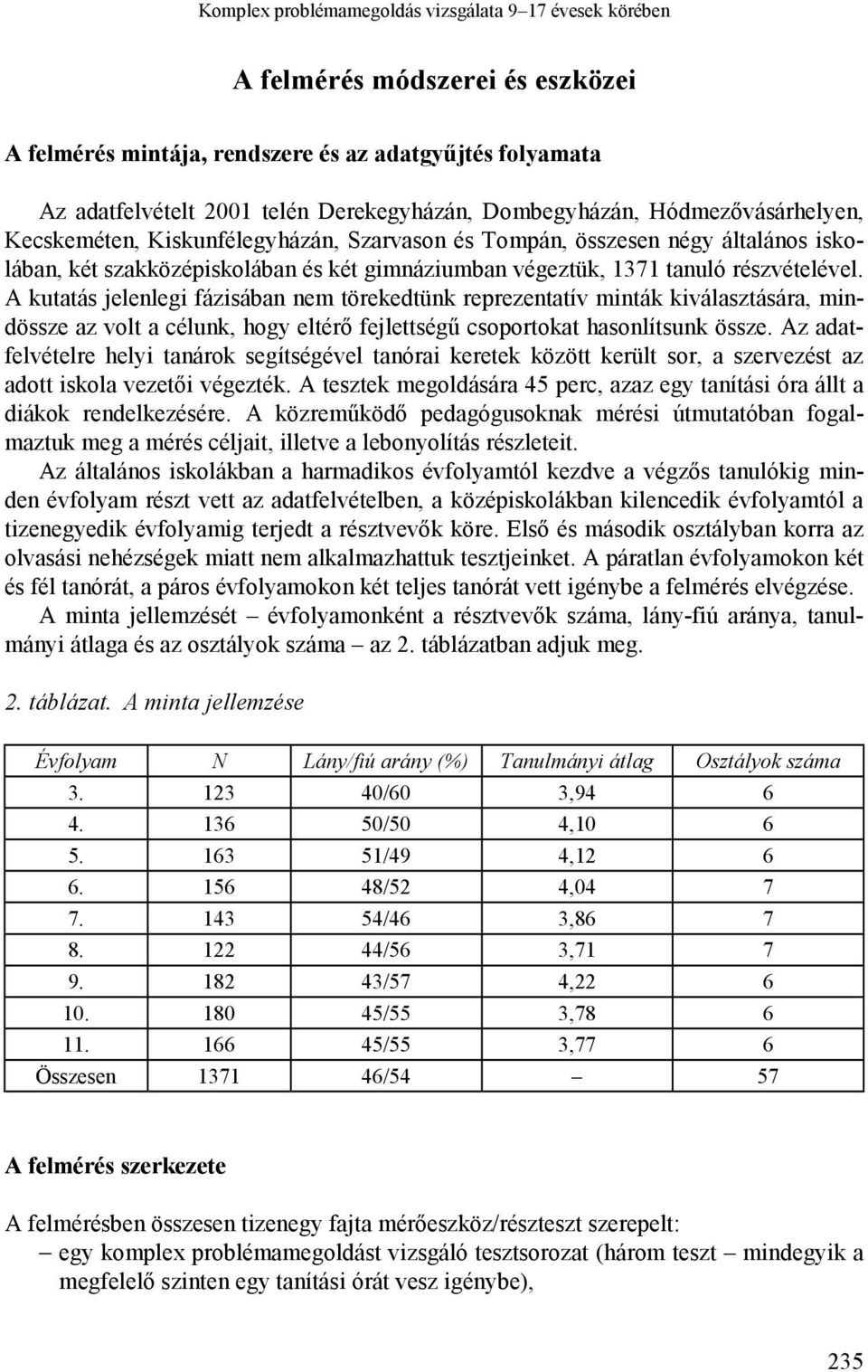 részvételével. A kutatás jelenlegi fázisában nem törekedtünk reprezentatív minták kiválasztására, mindössze az volt a célunk, hogy eltérő fejlettségű csoportokat hasonlítsunk össze.