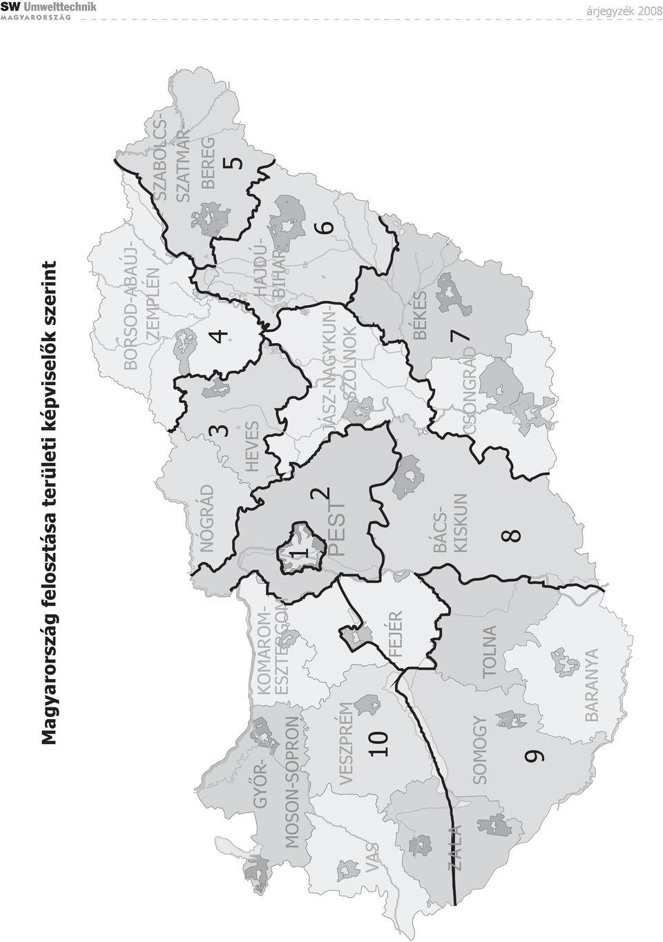 FEJÉR TOLNA 1 NÓGRÁD PEST GYŐR- BÁCS- KISKUN 8 2 3 HEVES JÁSZ-NAGYKUN-