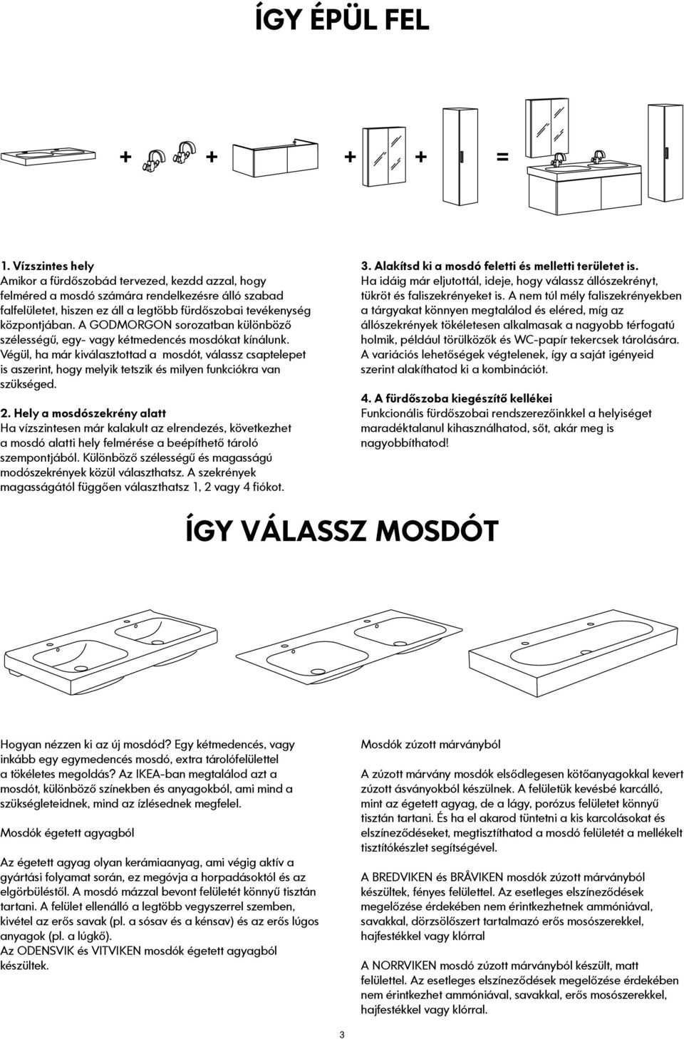 A GODMORGON sorozatban különböző szélességű, egy- vagy kétmedencés mosdókat kínálunk.