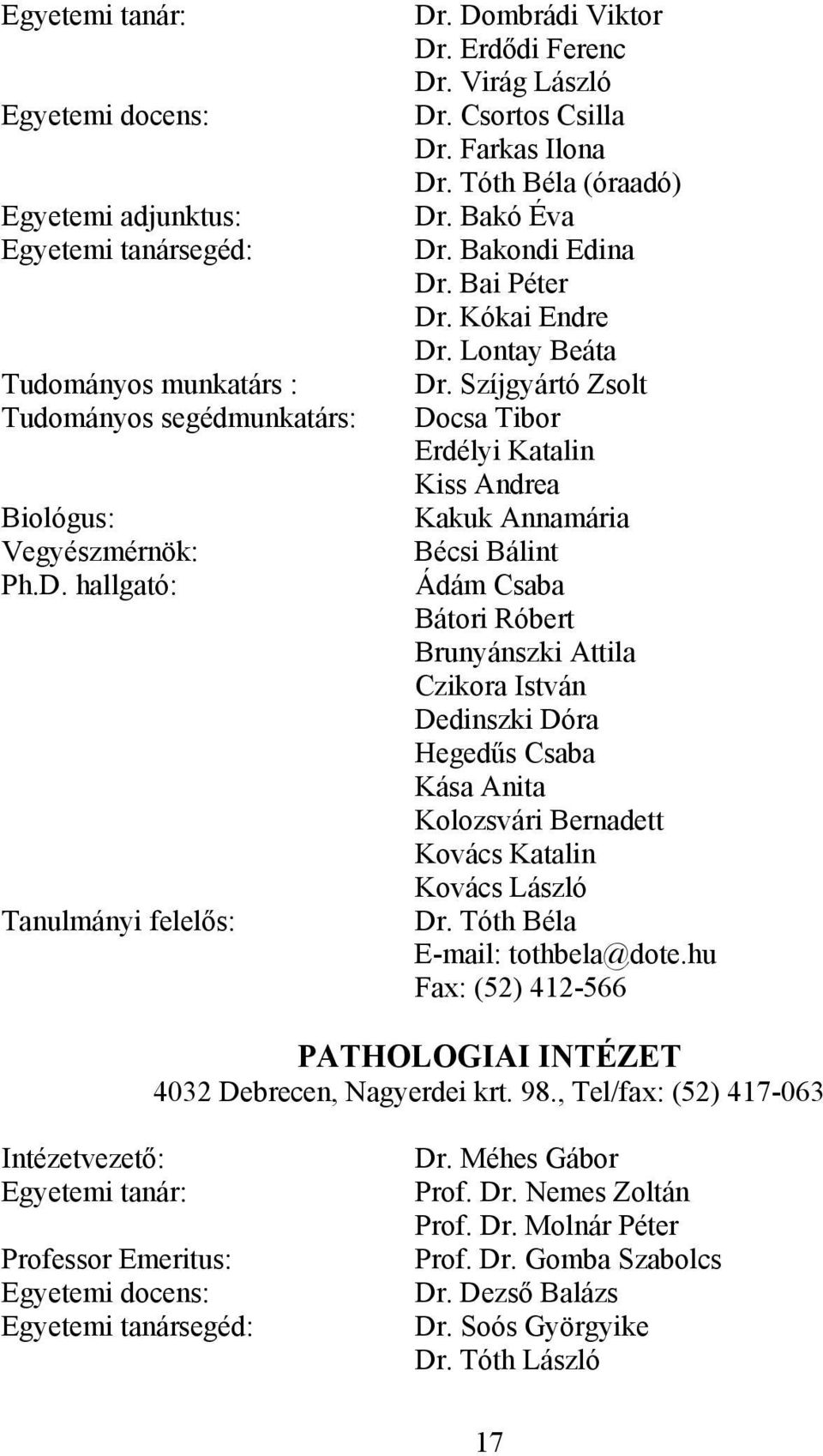 Szíjgyártó Zsolt Docsa Tibor Erdélyi Katalin Kiss Andrea Kakuk Annamária Bécsi Bálint Ádám Csaba Bátori Róbert Brunyánszki Attila Czikora István Dedinszki Dóra Hegedűs Csaba Kása Anita Kolozsvári