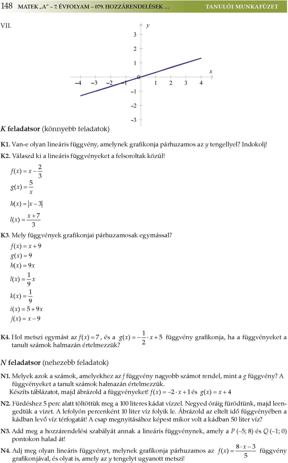 f( x) = x + 9 g( x) = 9 h( x) = 9x 1 l( x) = x 9 1 k( x) = 9 i( x) = 5 + 9x j( x) = x 9 1 K4.