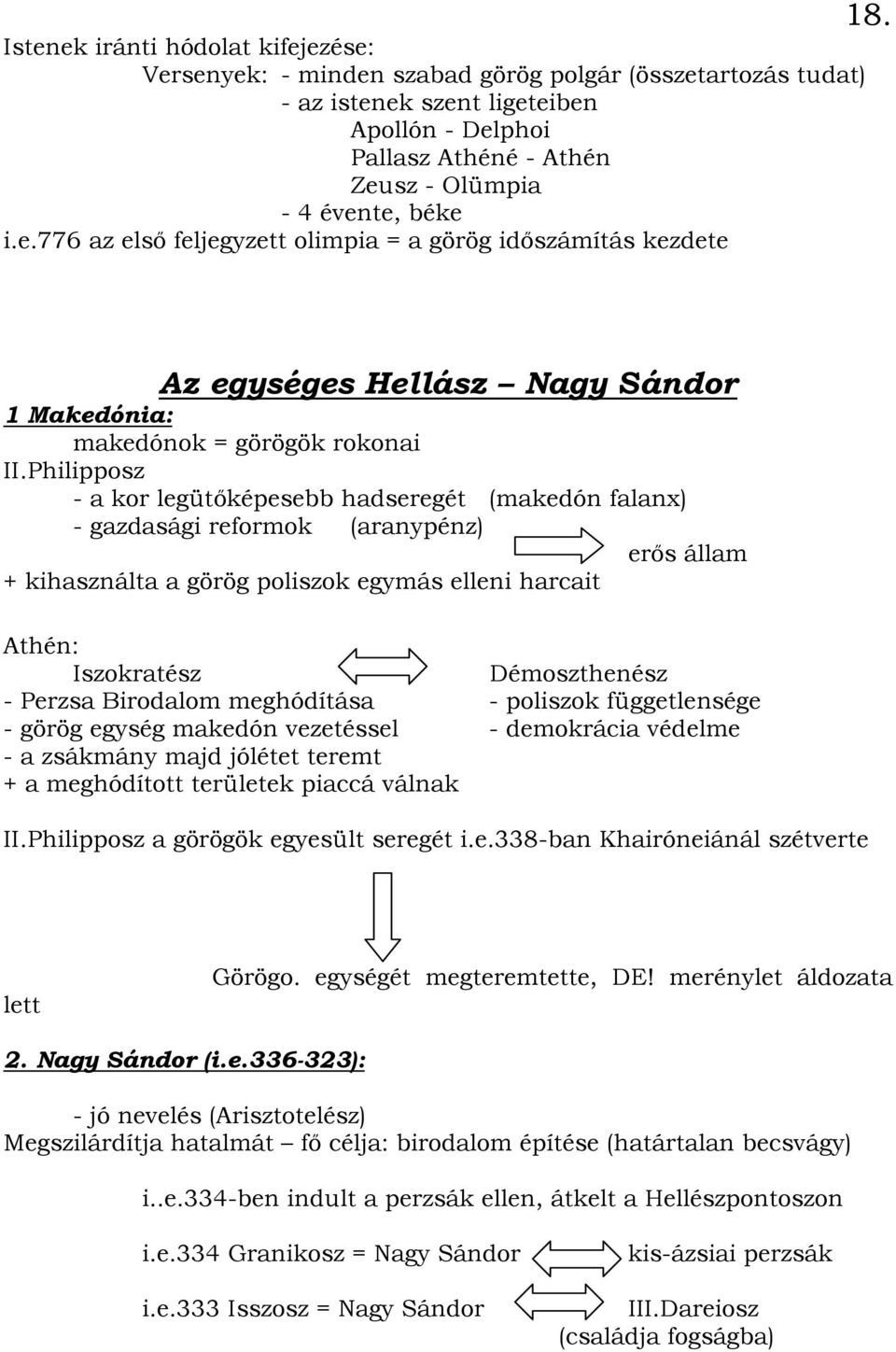 Philipposz - a kor legütıképesebb hadseregét (makedón falanx) - gazdasági reformok (aranypénz) erıs állam + kihasználta a görög poliszok egymás elleni harcait Athén: Iszokratész Démoszthenész -