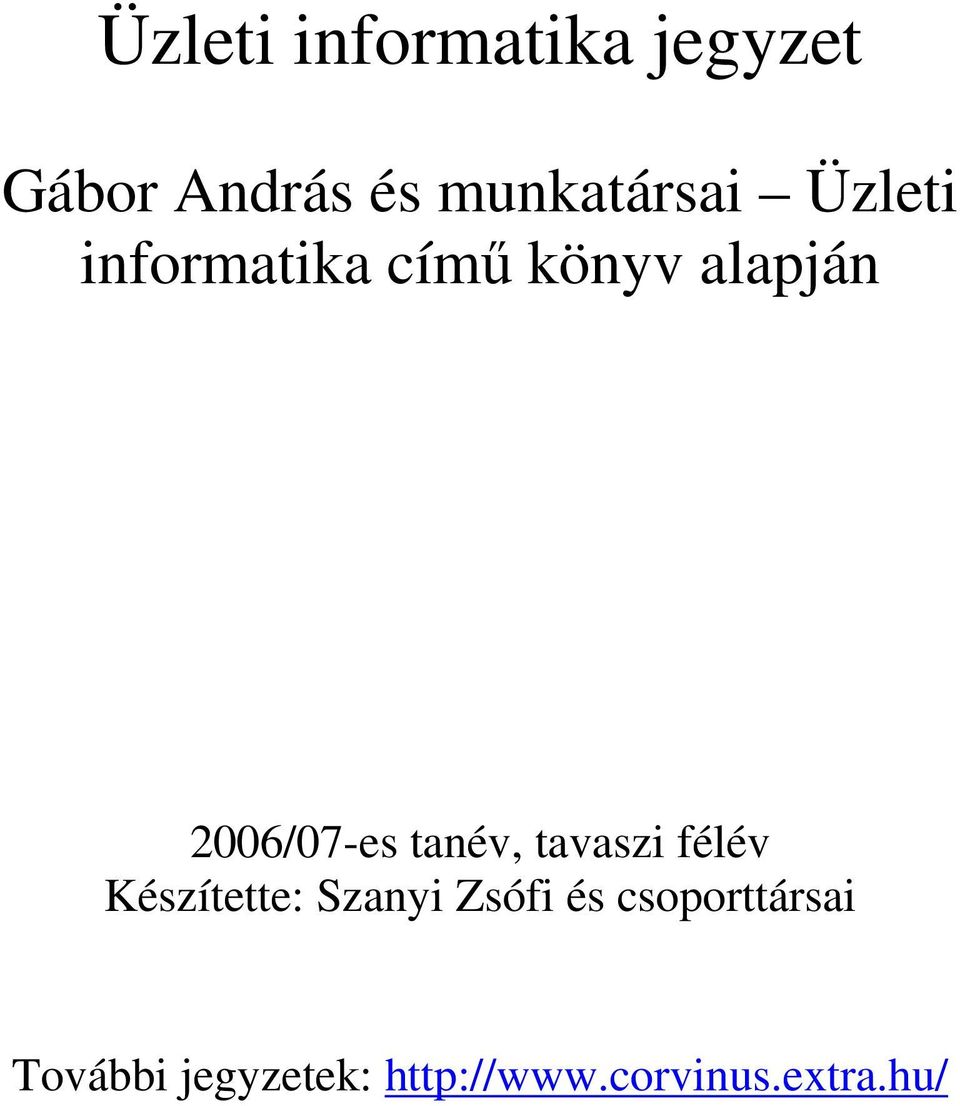 alapján 2006/07-es tanév, tavaszi félév