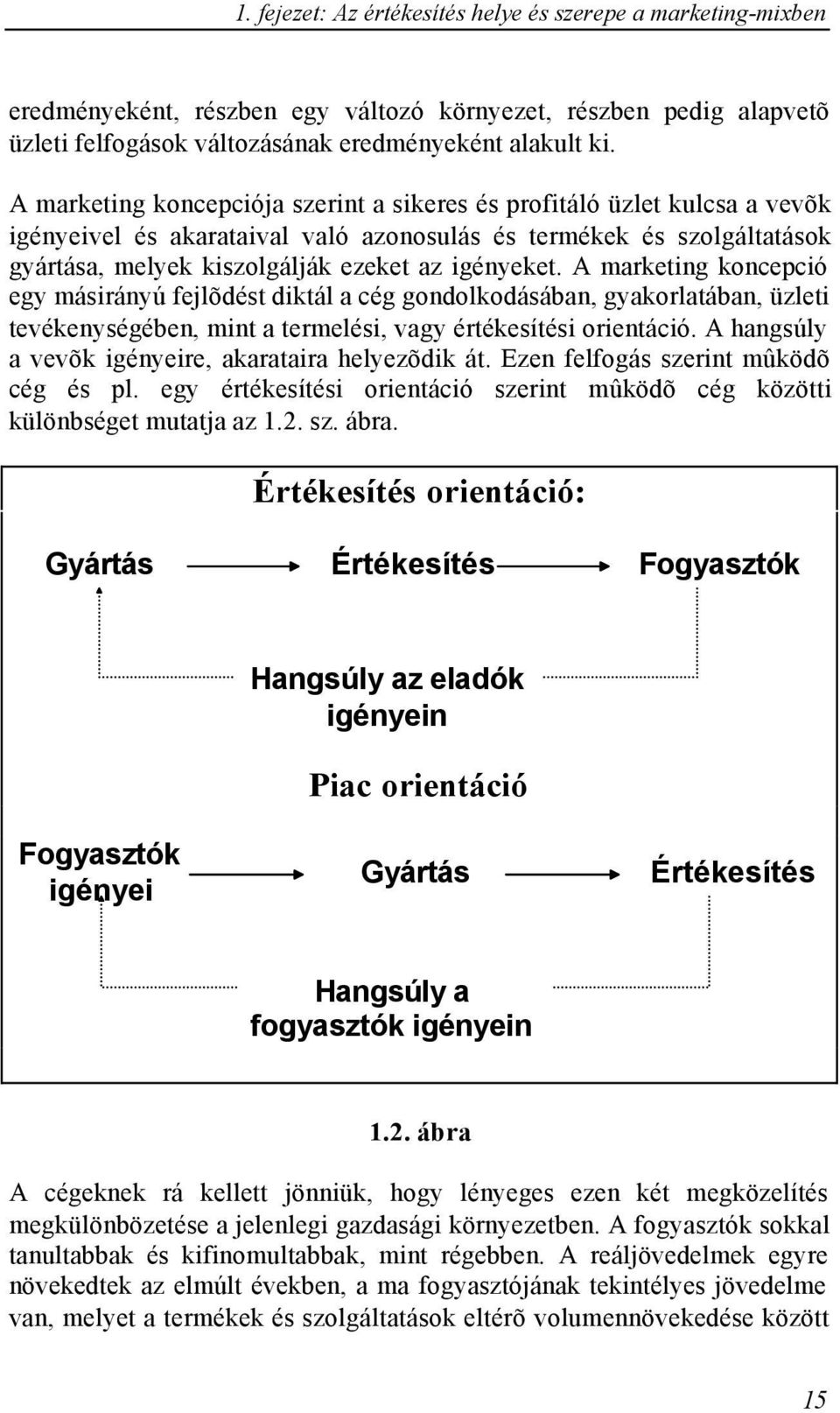 A marketing koncepció egy másirányú fejlõdést diktál a cég gondolkodásában, gyakorlatában, üzleti tevékenységében, mint a termelési, vagy értékesítési orientáció.