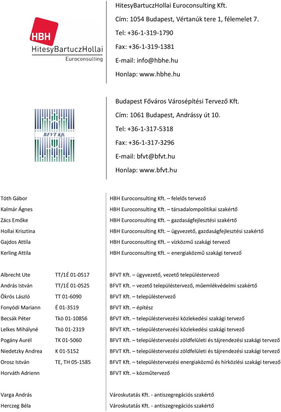 felelős tervező HBH Euroconsulting Kft. társadalompolitikai szakértő HBH Euroconsulting Kft. gazdaságfejlesztési szakértő HBH Euroconsulting Kft.