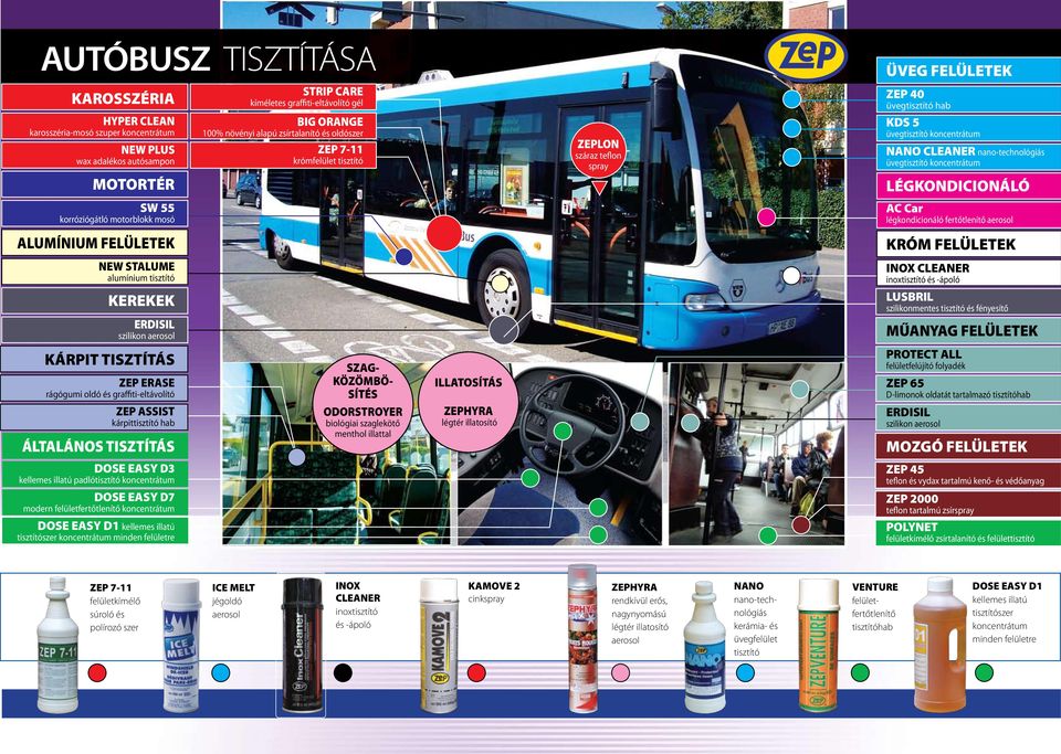 CLEANER nano-technológiás üvegtisztító LÉGKONDICIONÁLÓ AC Car légkondicionáló fertőtlenítő aerosol KRÓM FELÜLETEK NEW STALUME alumínium tisztító INOX CLEANER inoxtisztító és -ápoló KEREKEK LUSBRIL