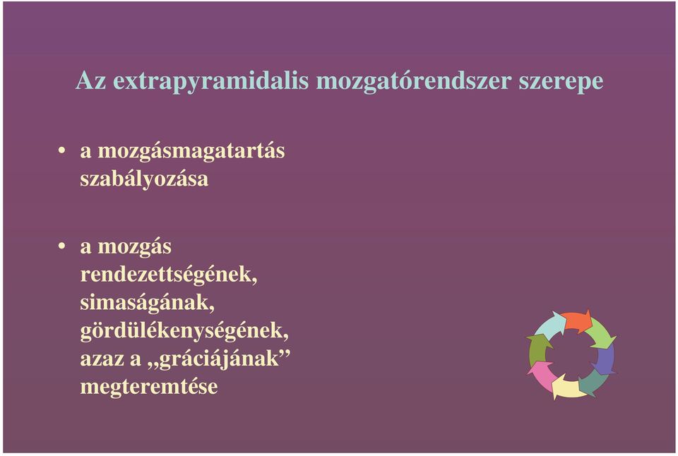 mozgás rendezettségének, simaságának,