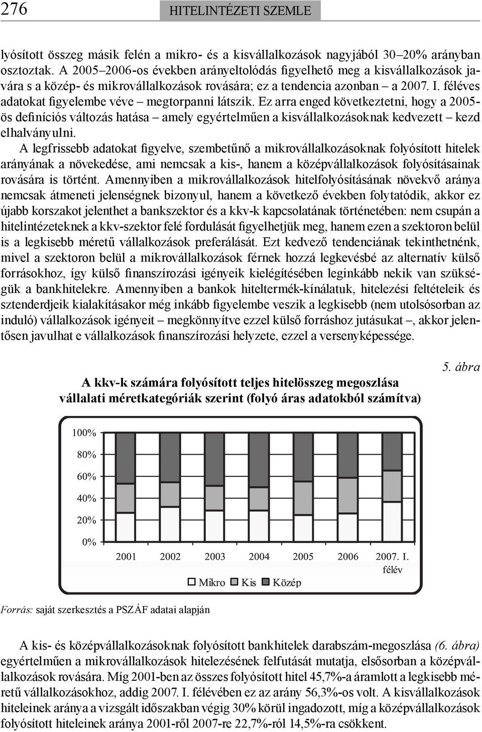 féléves adatokat figyelembe véve megtorpanni látszik. Ez arra enged következtetni, hogy a 2005- ös definíciós változás hatása amely egyértelműen a kisvállalkozásoknak kedvezett kezd elhalványulni.