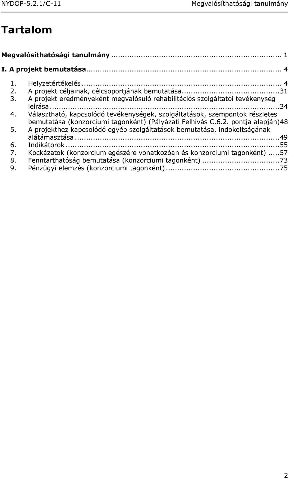 Választható, kapcsolódó tevékenységek, szolgáltatások, szempontok részletes bemutatása (konzorciumi tagonként) (Pályázati Felhívás C.6.2. pontja alapján)48 5.