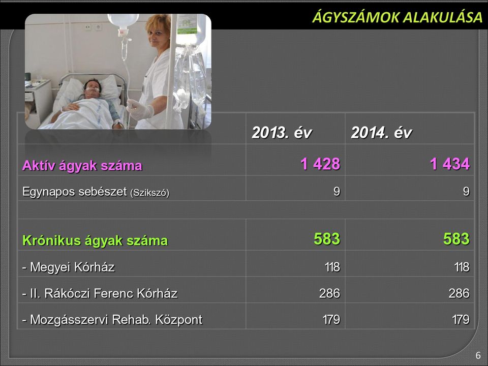 (Szikszó) 9 9 Krónikus ágyak száma 583 583 - Megyei