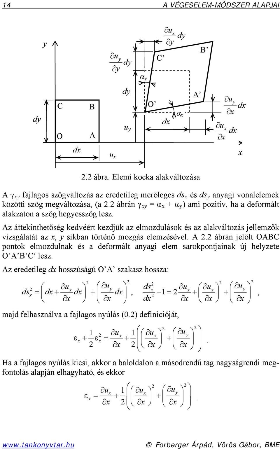 A áttekinthetőség kedvéért kedjük a elmodulások és a alakváltoás jellemők visgálatát a síkban történő mogás elemésével. A.