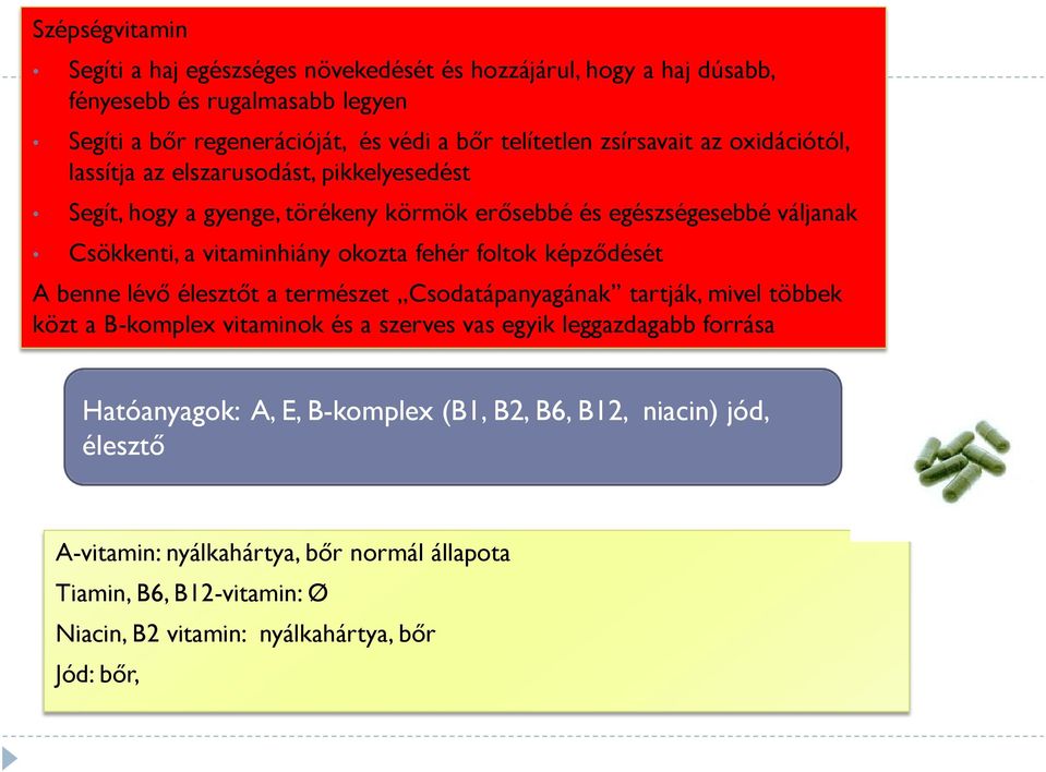 fehér foltok képződését A benne lévő élesztőt a természet Csodatápanyagának tartják, mivel többek közt a B-komplex vitaminok és a szerves vas egyik leggazdagabb forrása