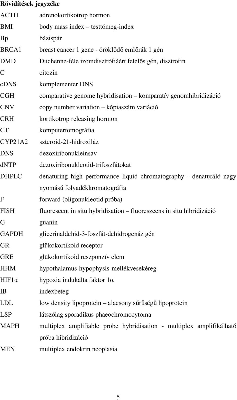 komputertomográfia CYP21A2 szteroid-21-hidroxiláz DNS dezoxiribonukleinsav dntp dezoxiribonukleotid-trifoszfátokat DHPLC denaturing high performance liquid chromatography - denaturáló nagy nyomású