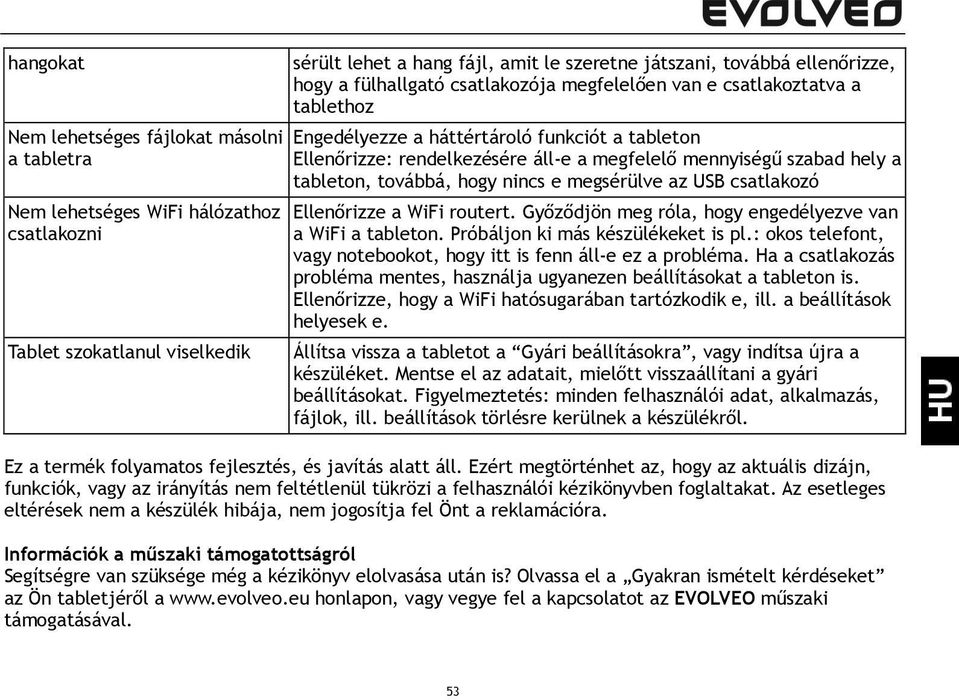 tableton, továbbá, hogy nincs e megsérülve az USB csatlakozó Ellenőrizze a WiFi routert. Győződjön meg róla, hogy engedélyezve van a WiFi a tableton. Próbáljon ki más készülékeket is pl.