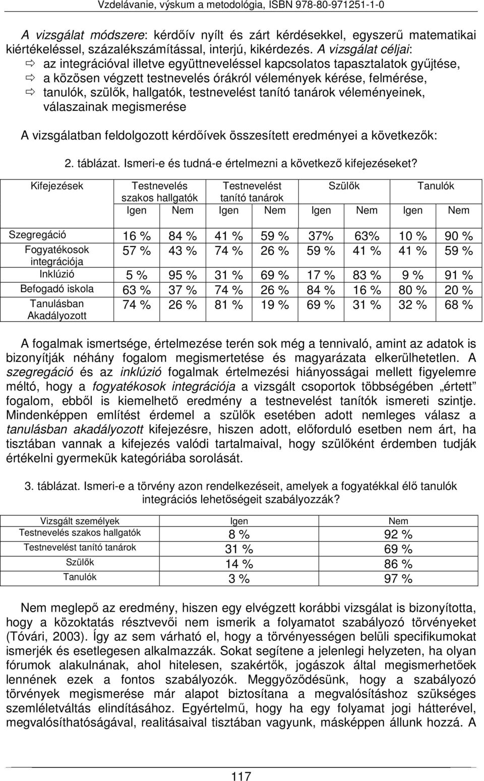 testnevelést tanító tanárok véleményeinek, válaszainak megismerése A vizsgálatban feldolgozott kérdőívek összesített eredményei a következők: 2. táblázat.