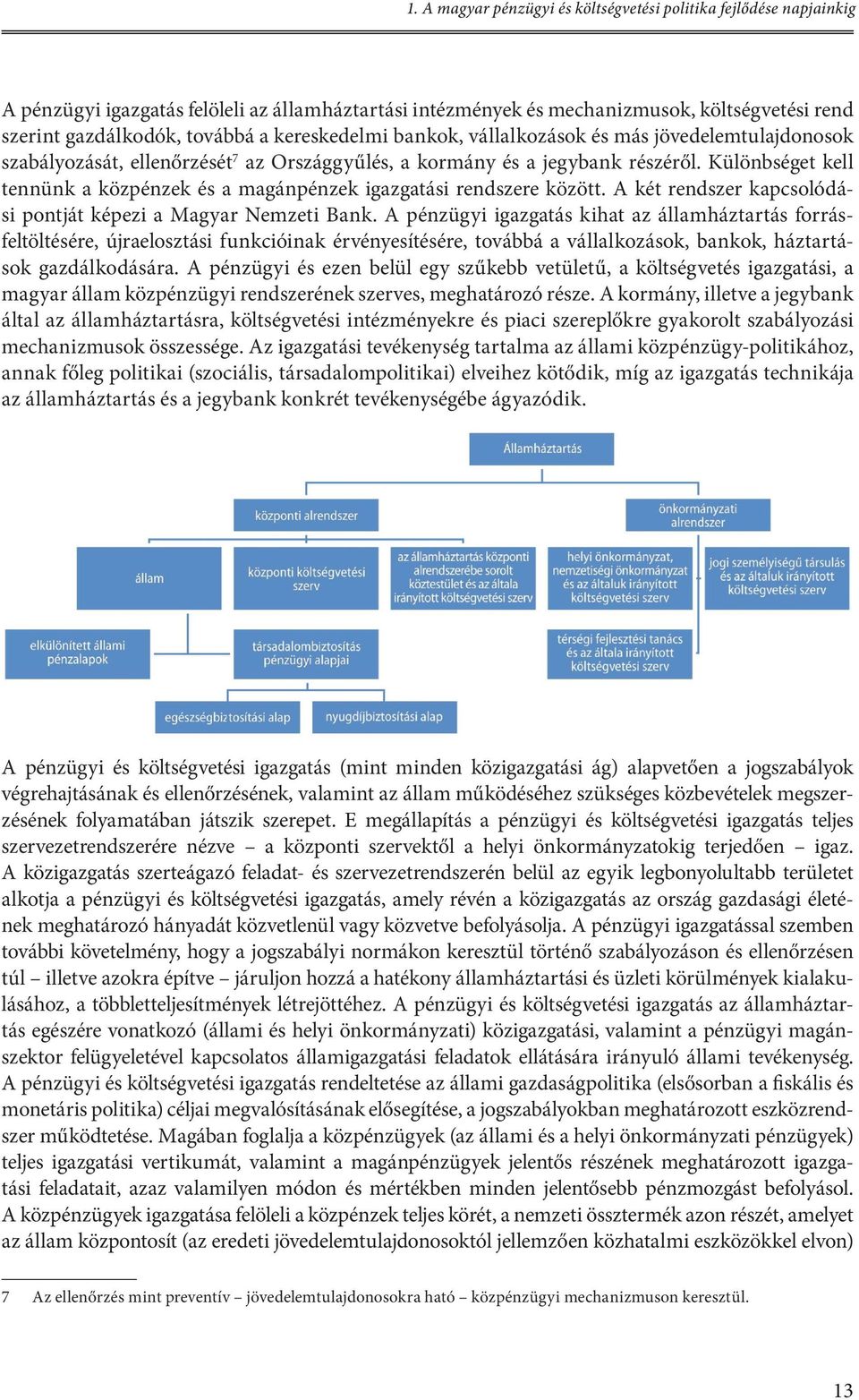 Különbséget kell tennünk a közpénzek és a magánpénzek igazgatási rendszere között. A két rendszer kapcsolódási pontját képezi a Magyar Nemzeti Bank.