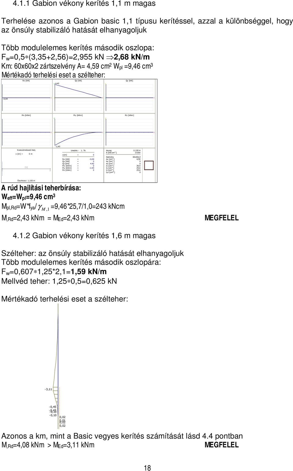 My [knm] Mz [knm] z y x y x z x -2,43 Keresztmetszeti hely x [m] = 0 m [1] 1 2 Lineáris - 1.