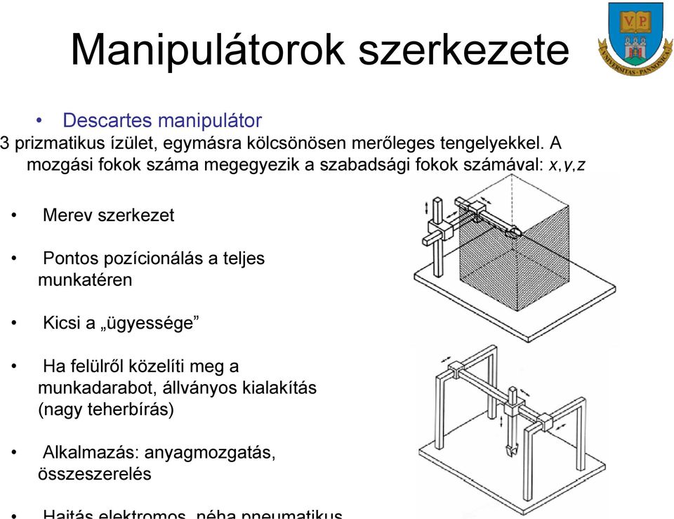 A mozgási fokok száma megegyezik a szabadsági fokok számával: x,y,z Merev szerkezet Pontos