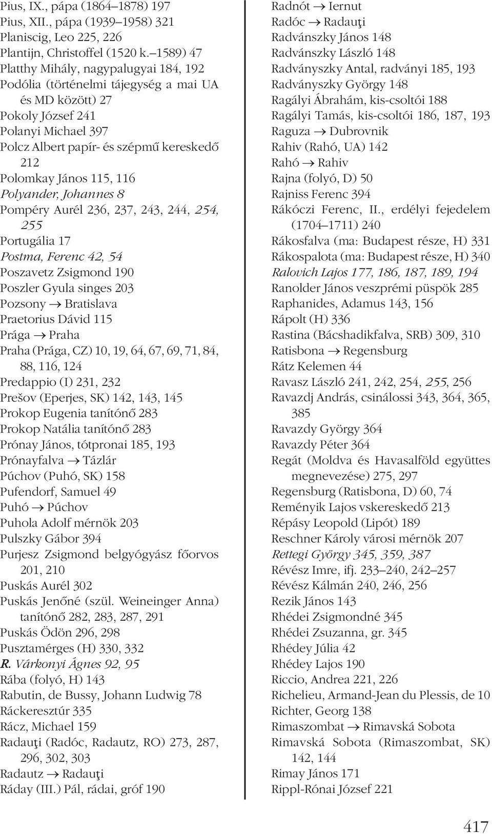 115, 116 Polyander, Johannes 8 Pompéry Aurél 236, 237, 243, 244, 254, 255 Portugália 17 Postma, Ferenc 42, 54 Poszavetz Zsigmond 190 Poszler Gyula singes 203 Pozsony Bratislava Praetorius Dávid 115