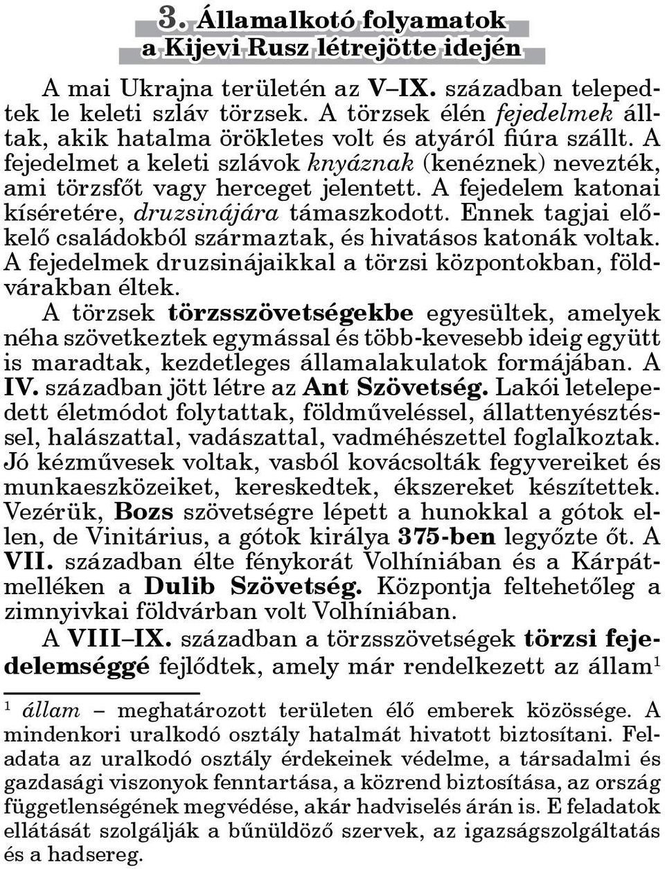 A fejedelem katonai kíséretére, druzsinájára támaszkodott. Ennek tagjai előkelő családokból származtak, és hivatásos katonák voltak.