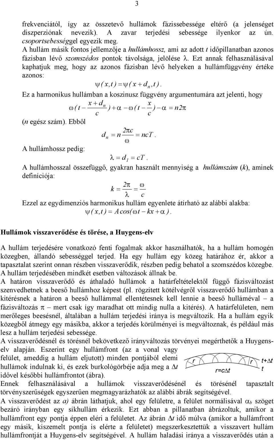 Ezt annak felhasználásával kaphatjuk meg, hogy az azonos fázisban lévő helyeken a hullámfüggvény értéke azonos: ψ ( =ψ( x + dn, t).