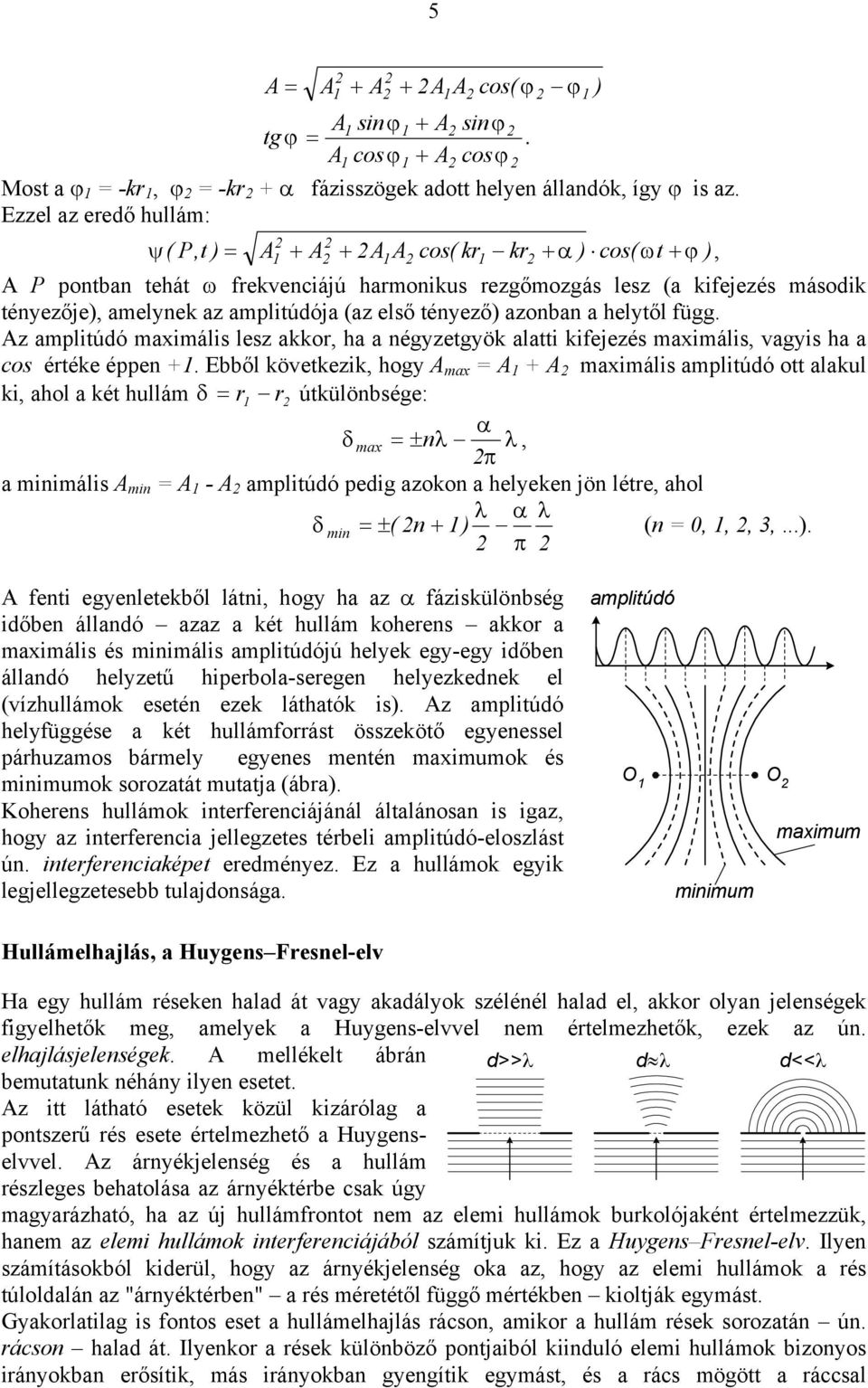 tényező) azonban a helytől függ. Az amplitúdó maximális lesz akkor, ha a négyzetgyök alatti kifejezés maximális, vagyis ha a os értéke éppen +.