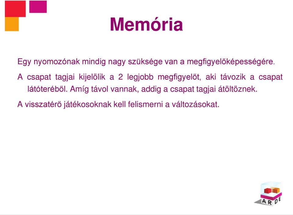 A csapat tagjai kijelölik a 2 legjobb megfigyelőt, aki távozik a