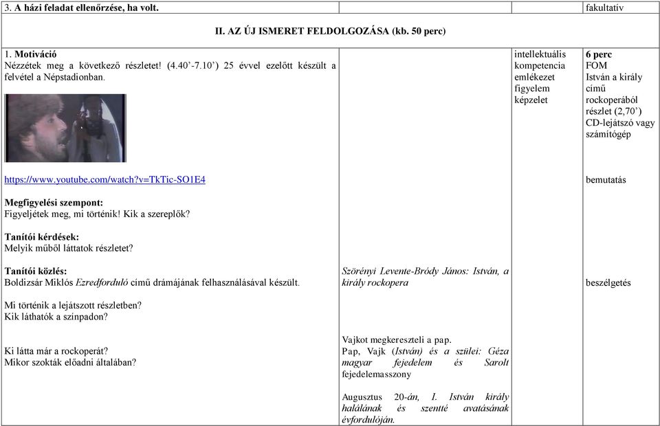 v=tktic-so1e4 Megfigyelési szempont: Figyeljétek meg, mi történik! Kik a szereplők? Tanítói kérdések: Melyik műből láttatok részletet?