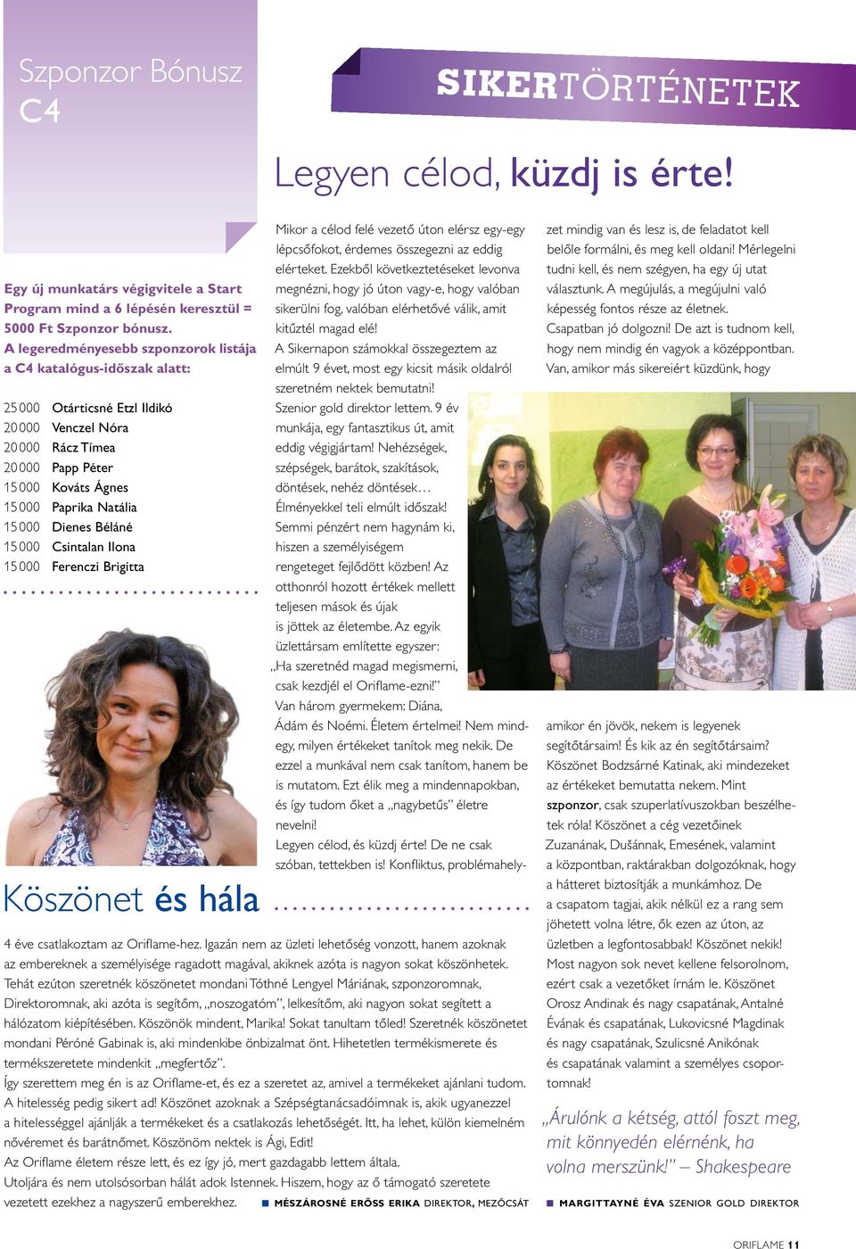 Dienes Béláné 15000 Csintalan Ilona 15000 Ferenczi Brigitta Köszönet és hála 4 éve csatlakoztam az Orifl ame-hez.