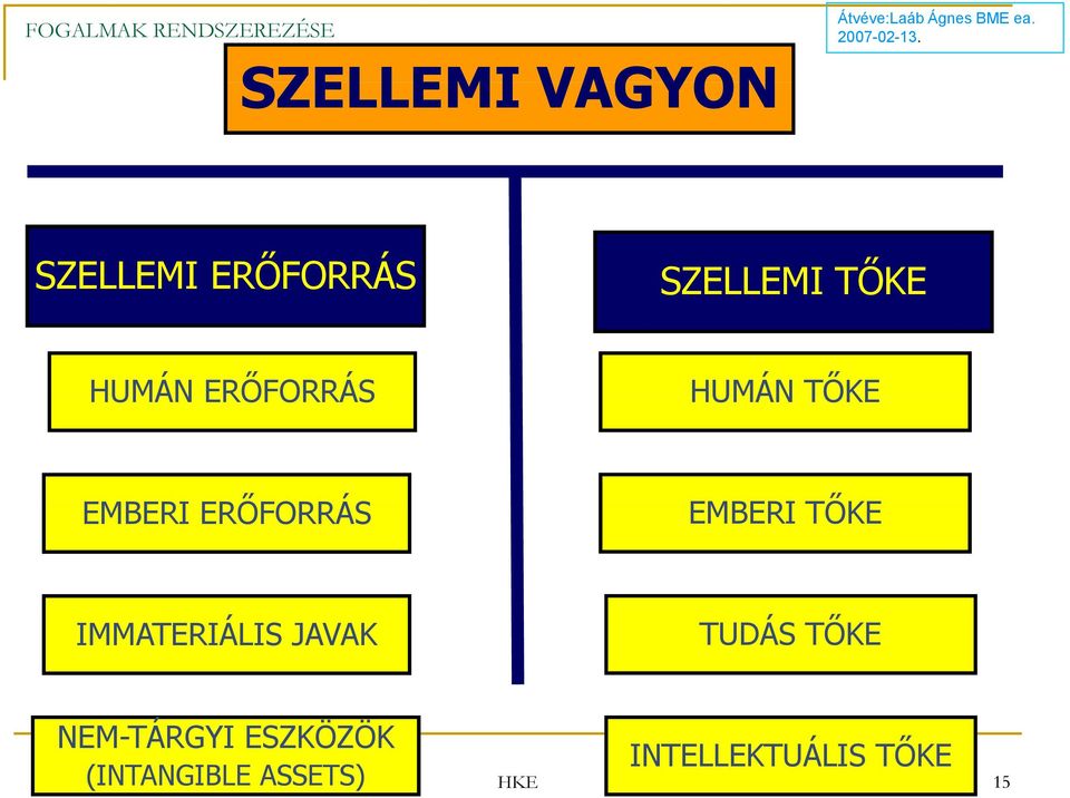 SZELLEMI ERŐFORRÁS SZELLEMI TŐKE HUMÁN ERŐFORRÁS HUMÁN TŐKE