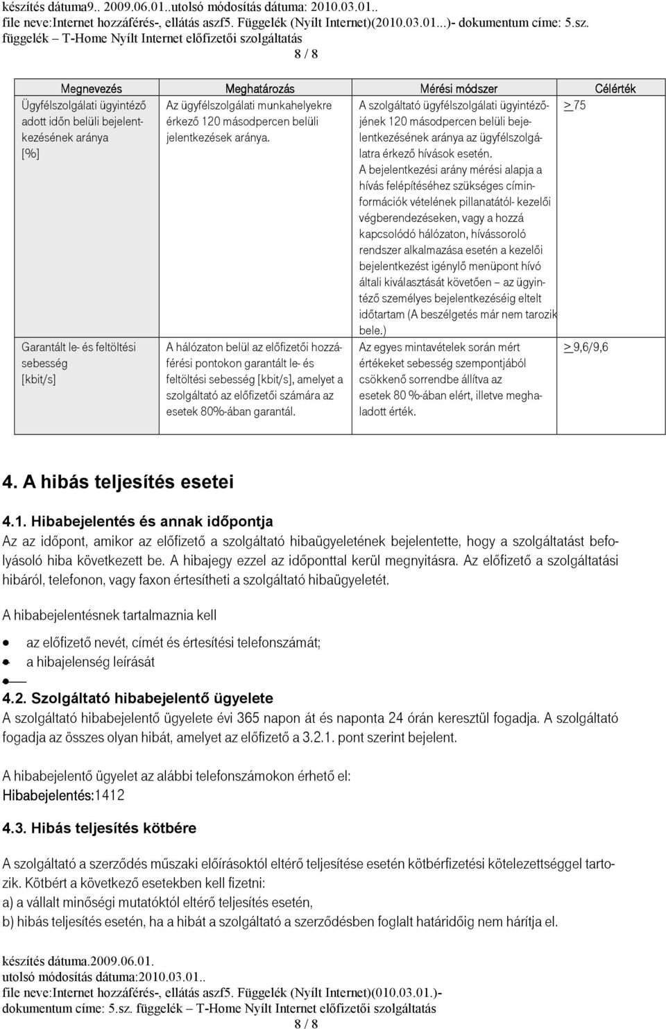 A hálózaton belül az előfizetői hozzáférési pontokon garantált le- és feltöltési sebesség [kbit/s], amelyet a szolgáltató az előfizetői számára az esetek 80%-ában garantál.