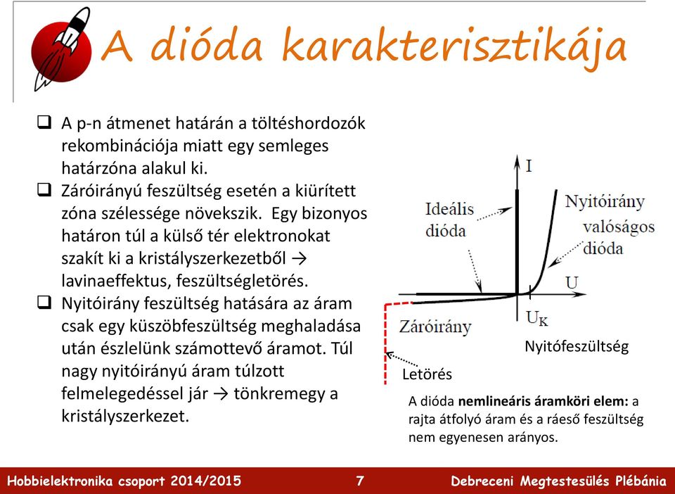 Egy bizonyos határon túl a külső tér elektronokat szakít ki a kristályszerkezetből lavinaeffektus, feszültségletörés.