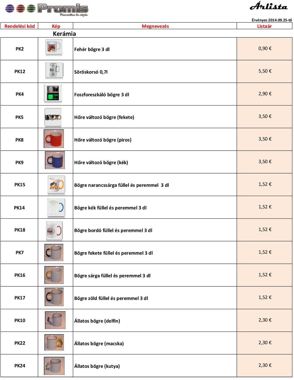 változó bögre (piros) 3,50 PK9 Hőre változó bögre (kék) 3,50 PK15 Bögre narancssárga füllel és peremmel 3 dl PK14 Bögre kék füllel és peremmel 3 dl PK18