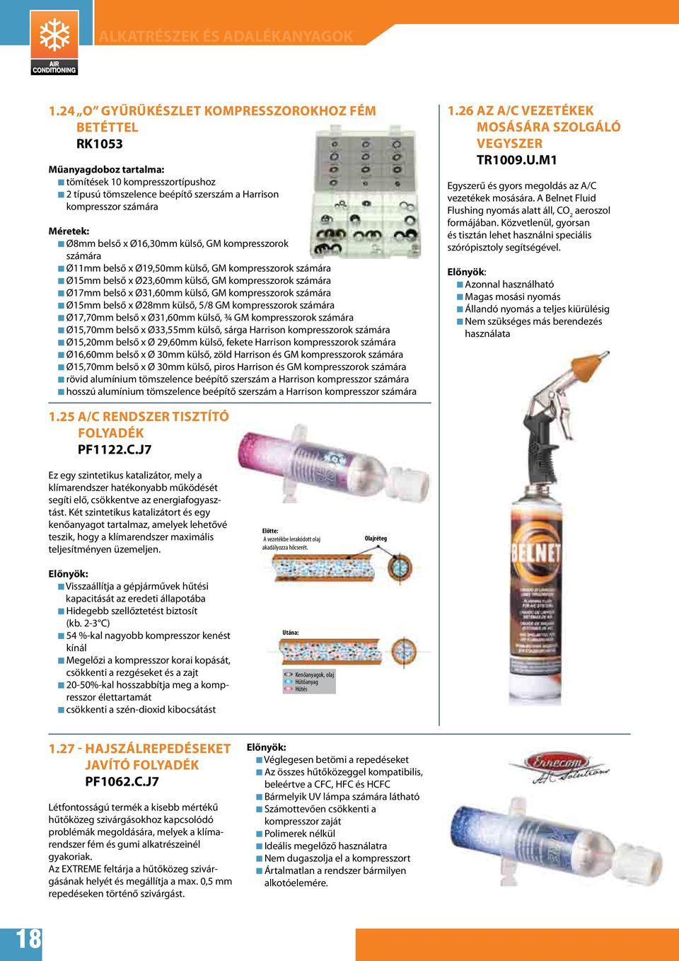 x Ø16,30mm külső, GM kompresszorok számára Ø11mm belső x Ø19,50mm külső, GM kompresszorok számára Ø15mm belső x Ø23,60mm külső, GM kompresszorok számára Ø17mm belső x Ø31,60mm külső, GM kompresszorok