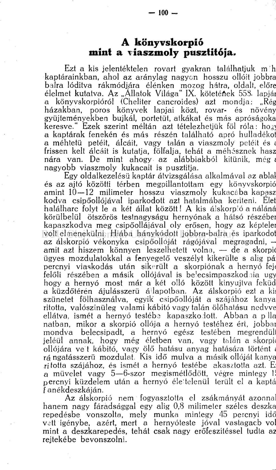 Az Allatok Világa" IX. kötetéfiek 558.