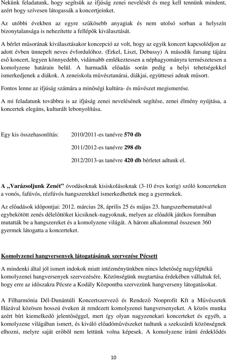 A bérlet mősorának kiválasztásakor koncepció az volt, hogy az egyik koncert kapcsolódjon az adott évben ünnepelt neves évfordulóhoz.