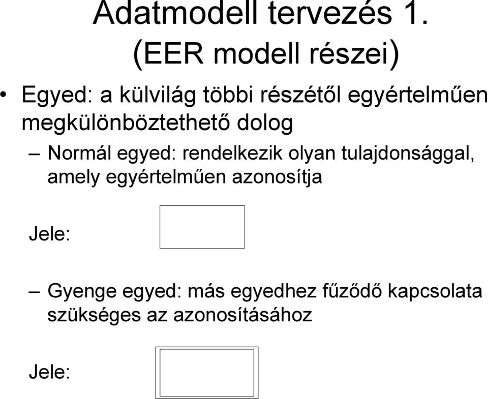 megkülönböztethető dolog Normál egyed: rendelkezik olyan